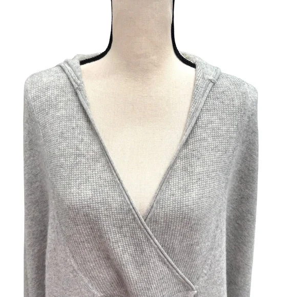HAUTE HIPPIE GRAY CASHMERE HOODED CAPE PONCHO
